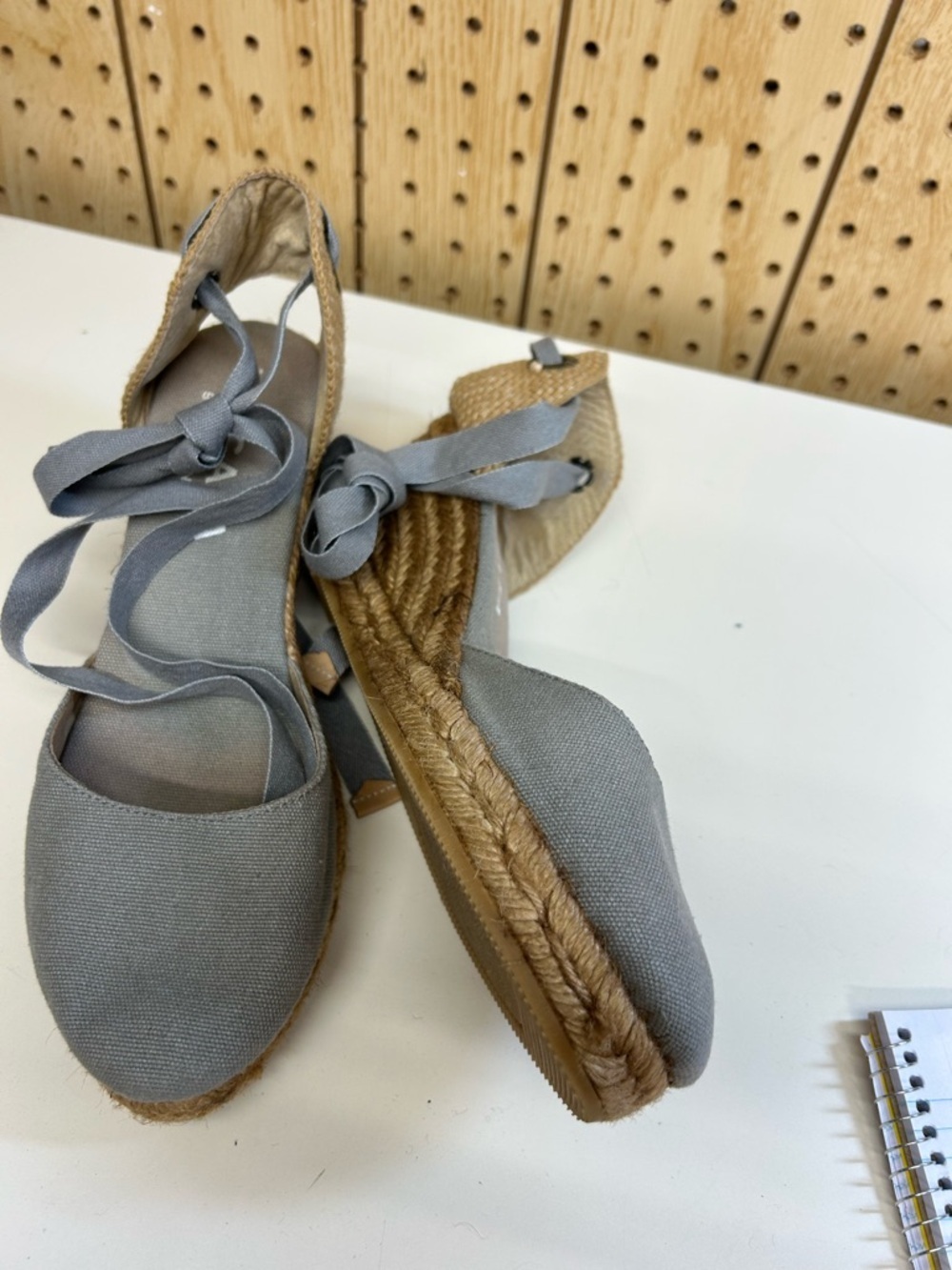 VISCATA Gray Canvas Espadrille Tie-Ankle Flats - Picture 5 of 8
